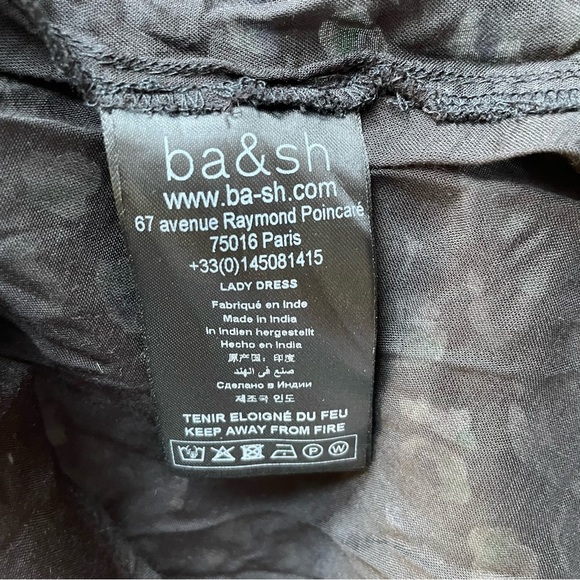 ba&sh Beth Printed Cotton Blend Voile Floral Mini Dress Black Size Large - Picture 9 of 10